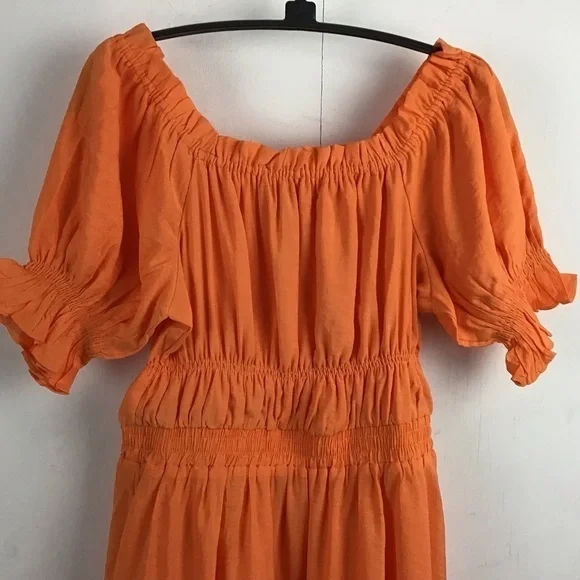Endless Rose Off the Shoulder Flounced Mini dress. Orange Size small NWT - Picture 3 of 6